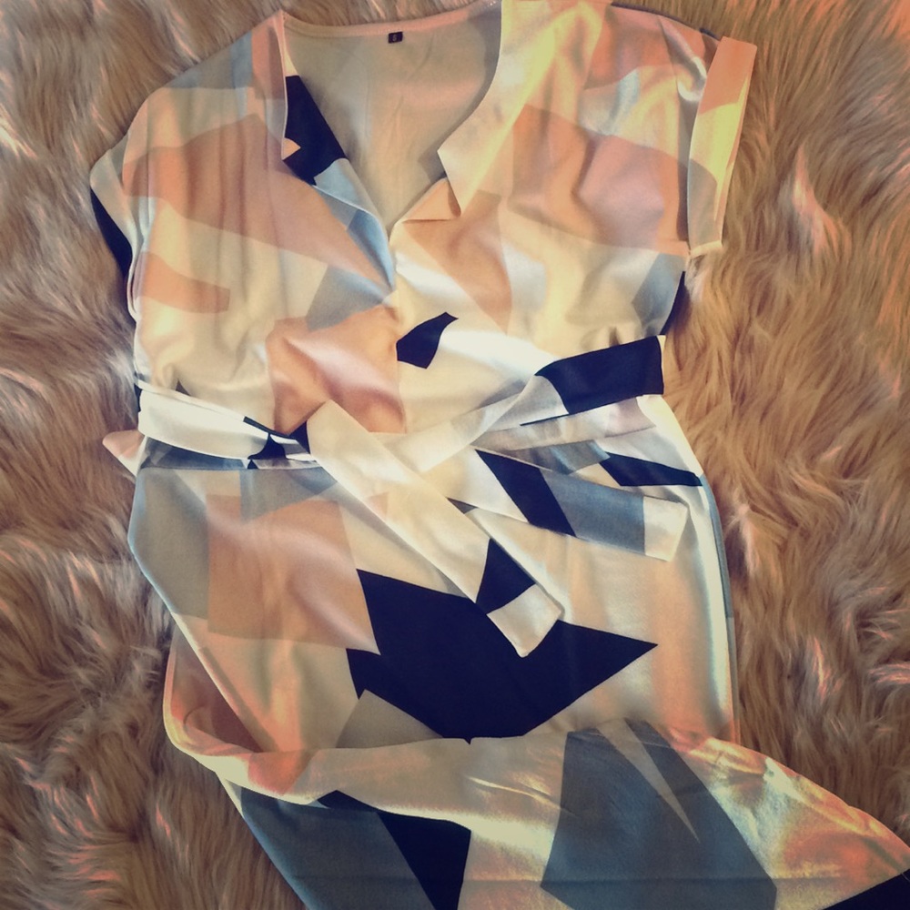 Geometric Print Business Dress